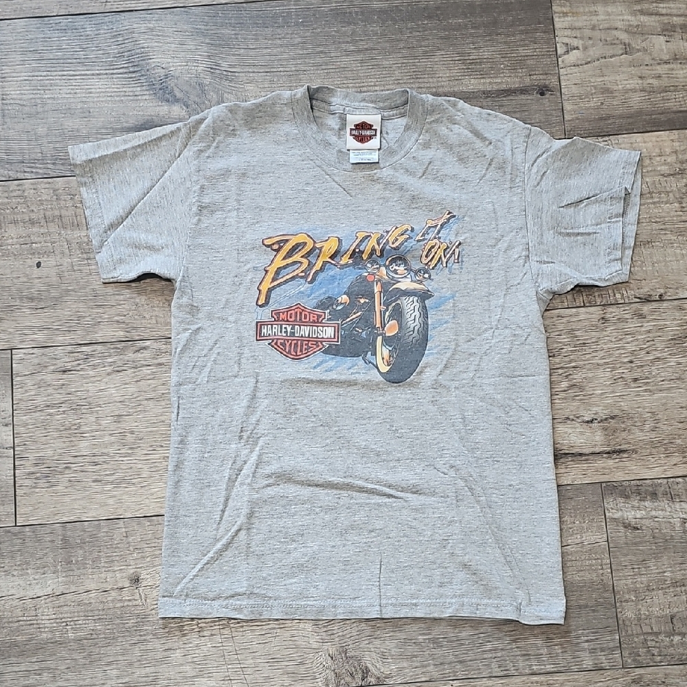 Harley-Davidson Vintage 2000s Light Gray 'Bring It On' T-Shirt